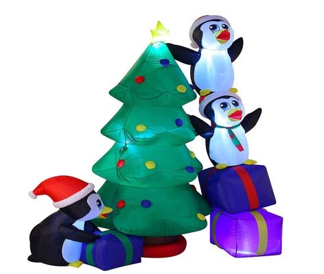 Buiten kerst verlicht kerstmoer sleigh boog met sneeuwman peperkoek boom opblaasbare toestellen