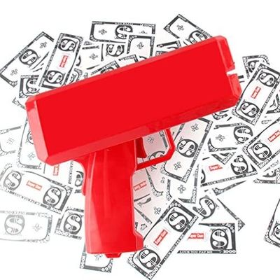 18.5cmX8cmX17.5cm Plastic Jet Currency Gun voor Wedding Bar Game Atmospheric Props