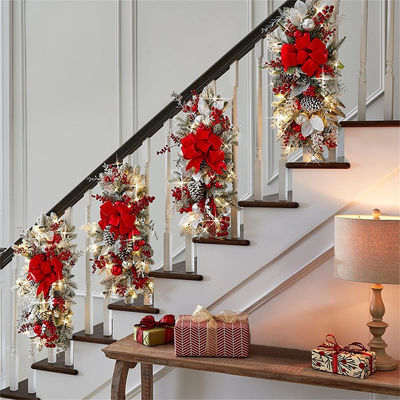 Plush Stof en Plastic Door Hanging Rattan Krans voor Hotel Kerst Decoratie