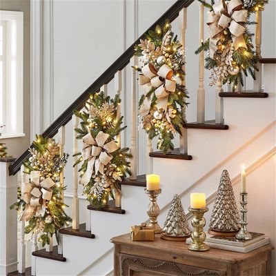 Plush Stof en Plastic Door Hanging Rattan Krans voor Hotel Kerst Decoratie