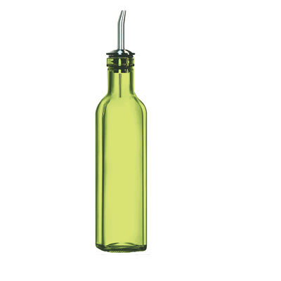 Groene glazen oliedrogger 500 ml voor keuken koken met trechter roestvrijstalen gieter