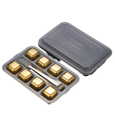 Stocked 304 roestvrij staal whisky steen cadeau set 8pcs per set voor het koelen van rode wijn