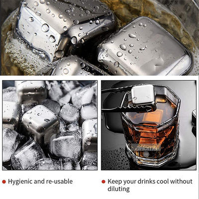 Stocked 304 roestvrij staal whisky steen cadeau set 8pcs per set voor het koelen van rode wijn
