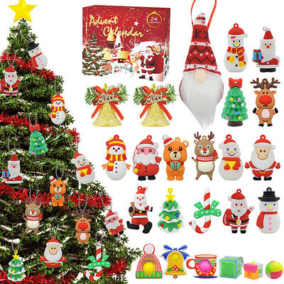 24 stuks Kerst Advent Kalender Blind Box Cartoon Fidget Squishy Toy voor Kinderen Speelgoed Set
