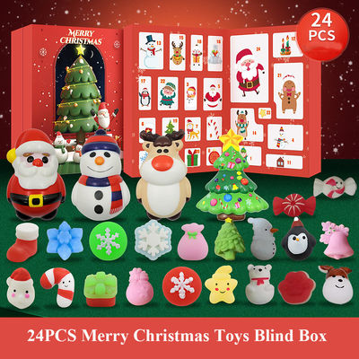 24 stuks Kerst Advent Kalender Blind Box Cartoon Fidget Squishy Toy voor Kinderen Speelgoed Set