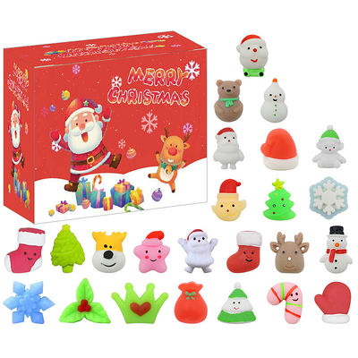 24 stuks Kerst Advent Kalender Blind Box Cartoon Fidget Squishy Toy voor Kinderen Speelgoed Set