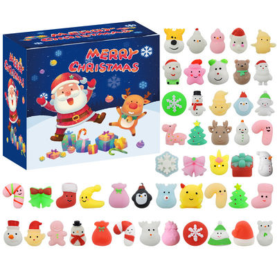 24 stuks Kerst Advent Kalender Blind Box Cartoon Fidget Squishy Toy voor Kinderen Speelgoed Set