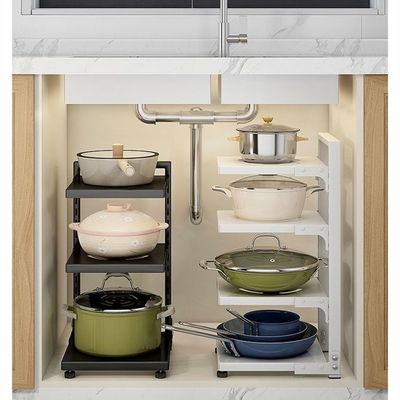 Organiseer uw keuken efficiënt met deze stalen pothouder en onderwasbeurt organisator