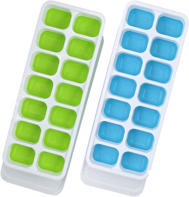 14-Ice Cube Trays TPE PP-materiaal met gemakkelijk loskoppelend en lekvast afneembare deksel