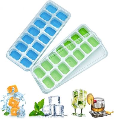 14-Ice Cube Trays TPE PP-materiaal met gemakkelijk loskoppelend en lekvast afneembare deksel