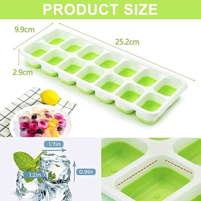 14-Ice Cube Trays TPE PP-materiaal met gemakkelijk loskoppelend en lekvast afneembare deksel
