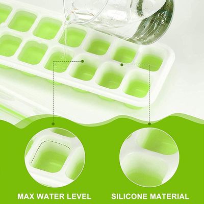 14-Ice Cube Trays TPE PP-materiaal met gemakkelijk loskoppelend en lekvast afneembare deksel