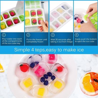 14-Ice Cube Trays TPE PP-materiaal met gemakkelijk loskoppelend en lekvast afneembare deksel