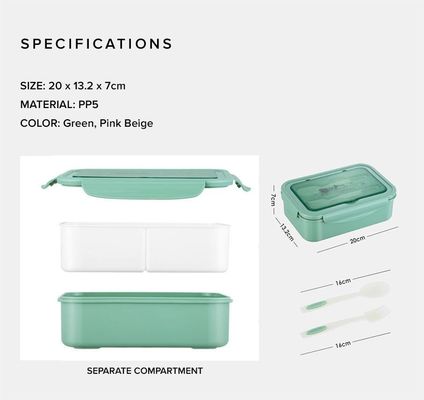 Productie Lepel/Vork/Messer/Sticks Kit BPA-vrij 1400 ML PP5 Lunchbox voor kinderen/volwassenen