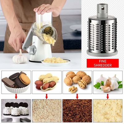 3 Drum Blades Stocked Rotary Cheese Grater voor handmatige groente slicer en walnoten molen