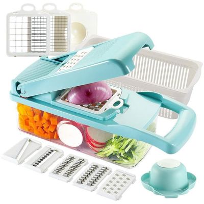 Custom logo roestvrij staal 8 bladden aardappel ui food chopper mandoline groente slicer