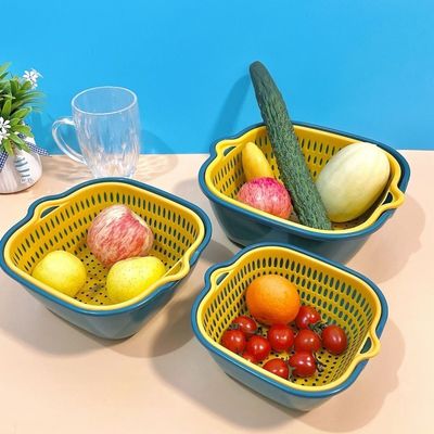 6 stuks Vierkante Multifunctieve Groenten en Fruit Wasmand opslag en wasmand