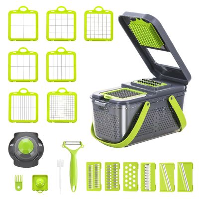 22pcs Groente Slicer Dicer met Drain Basket Handle en Duurzame Mandoline Cutter