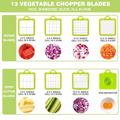 22pcs Groente Slicer Dicer met Drain Basket Handle en Duurzame Mandoline Cutter