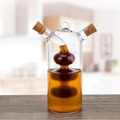 Doorzichtige glas bubbelpot 2-in-1 keukencontainer voor het scheiden ketel en cruet fles set