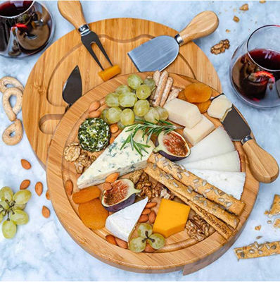 Duurzaam bamboe kaasbord en gereedschappen voor kaasplaat Charcuterie Plaat