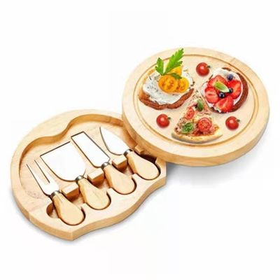Kleine bamboe vlees charcuterie kaas bord met messen Custom logo ronde pizza stands