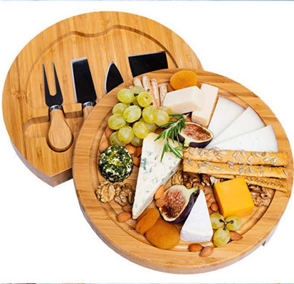 22.5*22.5*3.5cm Houten Bamboe Cheese Board Set voor OEM/ODM ondersteund