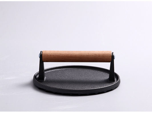 Meat Steak Burger Press Rectangle Heavy Duty Cast Iron Griddle Smash Bacon Press met houten handvat