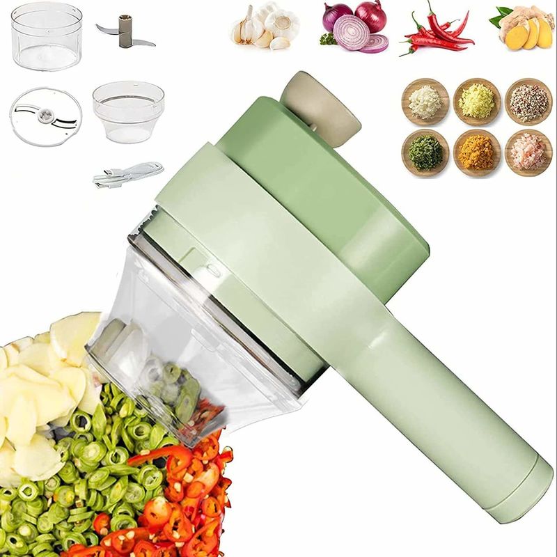 Europa Draagbare 4 in 1 groentenknipset Smart Gadget Elektrische snijmachine Keuken Chopper
