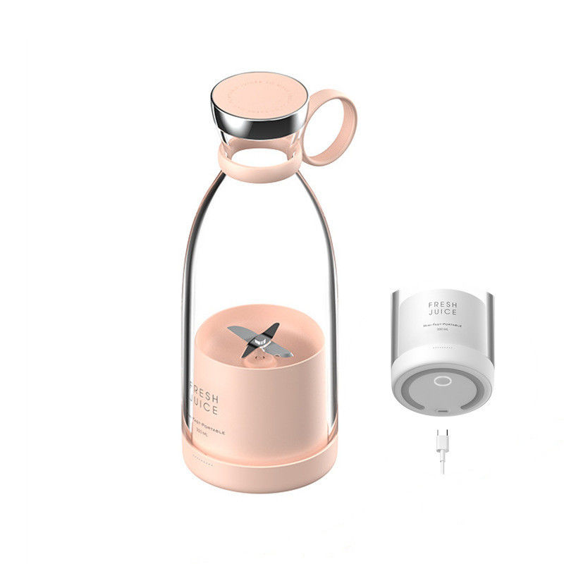 Draagbare oplaadbare USB blender sapper 350ml 4 bladden Roze Mini Electric voor reizen
