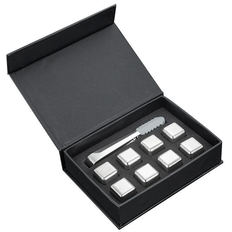 Ontwerp Whiskey Ice Stone Set 8 PCS Edelstaal Cubes Met Tong En EVA Gift Box