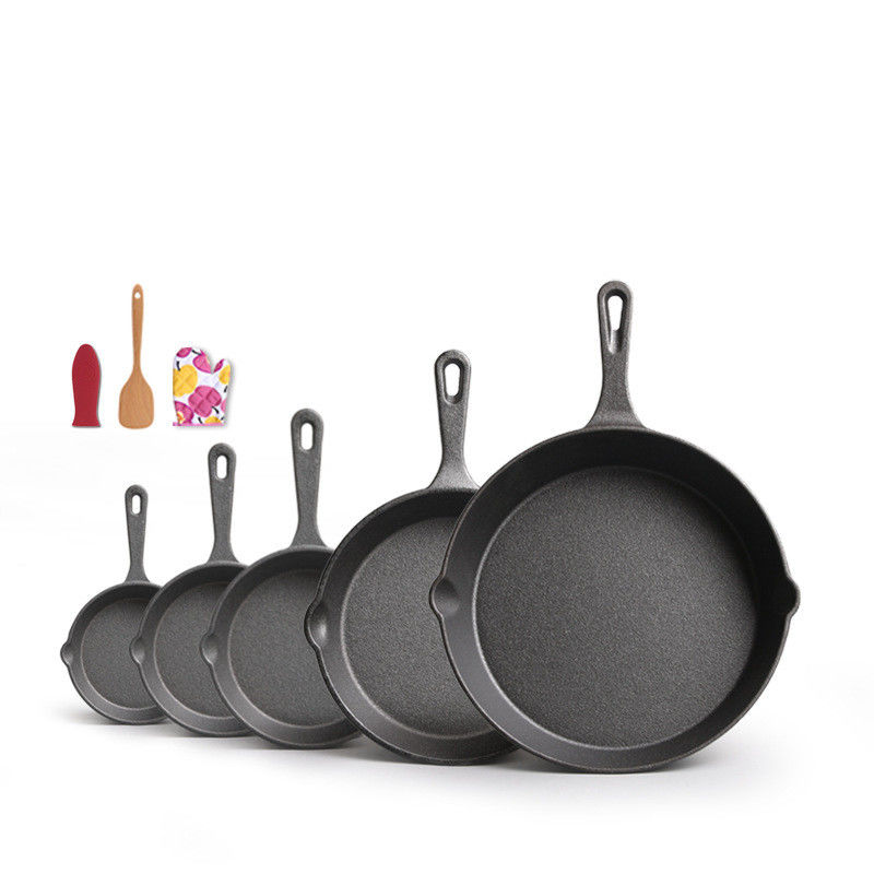 Gietijzeren bakpan 9-30 cm voorgevoerde schotel voor zowel binnen als buiten koken