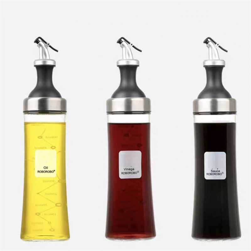 Huishoudelijke hoge borosilicaat glazen oliepot met gebogen afvoer en oliecontrolemeter