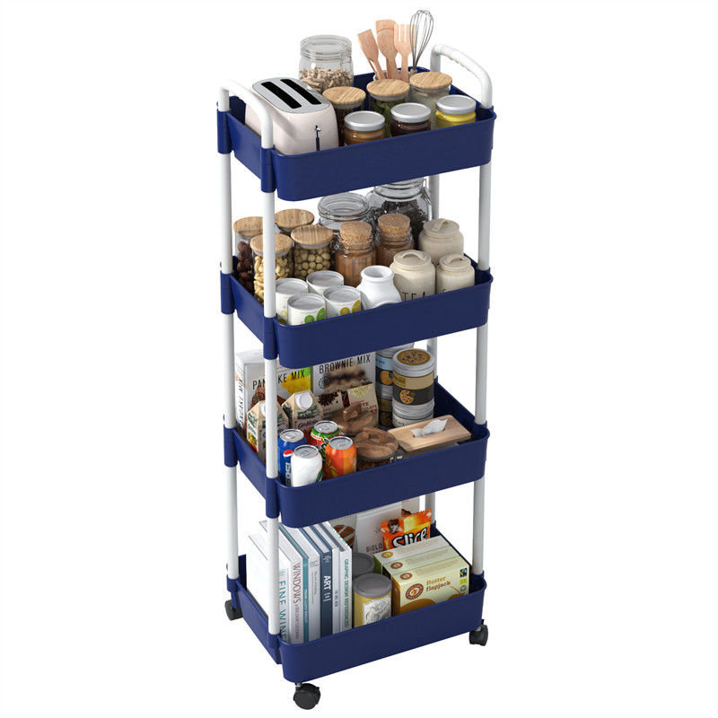 Keukenplank organisator Vierkante draaiende 4 niveaus Zwart Huishoudelijk opslagrek mandje trolley cart