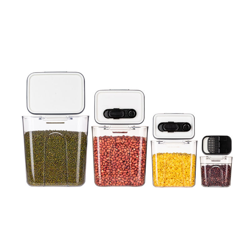 Staand type Keuken PET Plastic Food Storage Containers Transparante Luchtdichte 4pc Set
