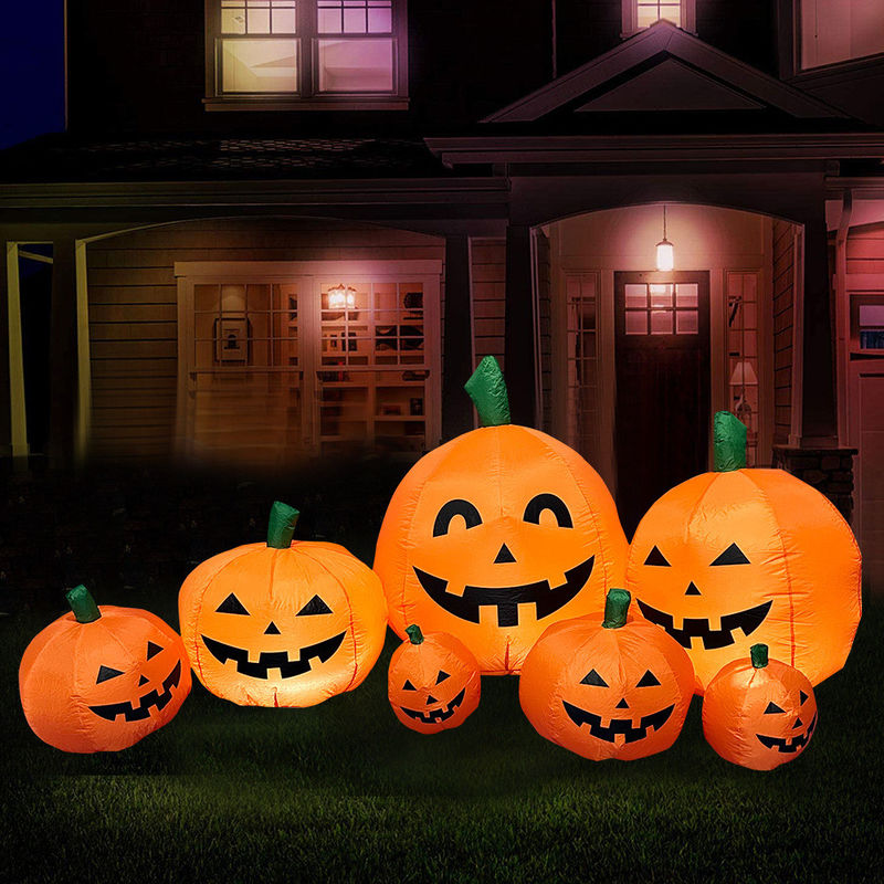 2.2m lang Outdoor Indoor Halloween opblaasbare pompoenen Decoraties met LED-lichten