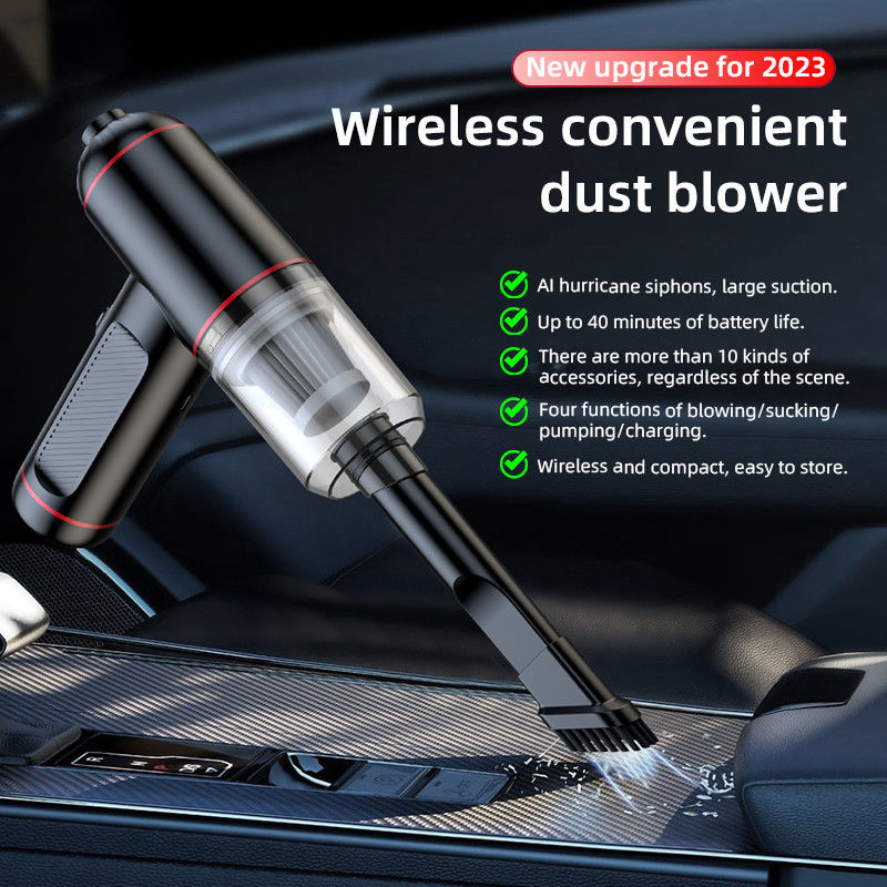 Krachtige 4 in 1 auto stofzuiger met 6000PA zuiglampjes en USB-kernbron