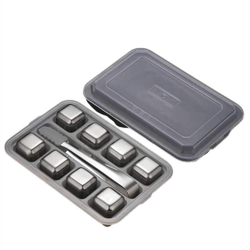 Stocked 304 roestvrij staal whisky steen cadeau set 8pcs per set voor het koelen van rode wijn