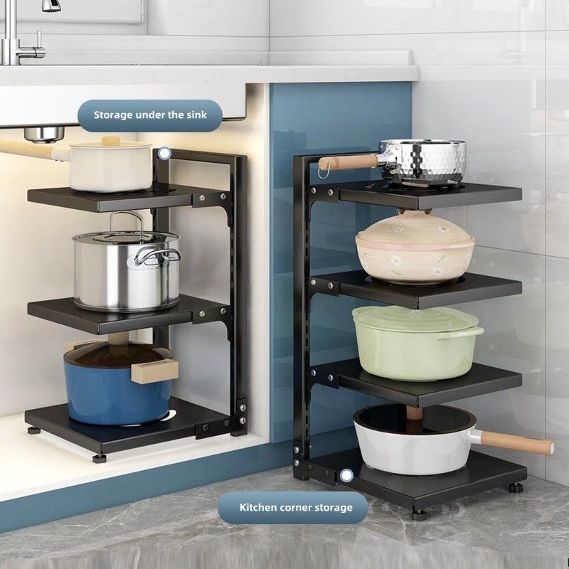 Organiseer uw keuken efficiënt met deze stalen pothouder en onderwasbeurt organisator