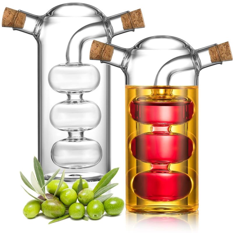 Doorzichtige glas bubbelpot 2-in-1 keukencontainer voor het scheiden ketel en cruet fles set