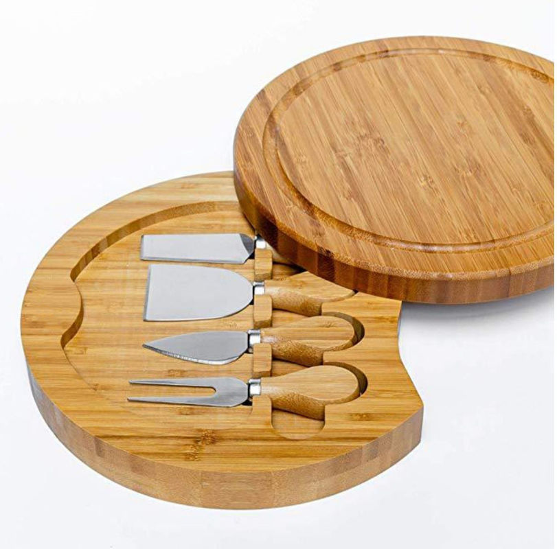 Houten pizza gereedschappen set voor duurzaam aangepast logo Charcuterie Board in ronde vorm