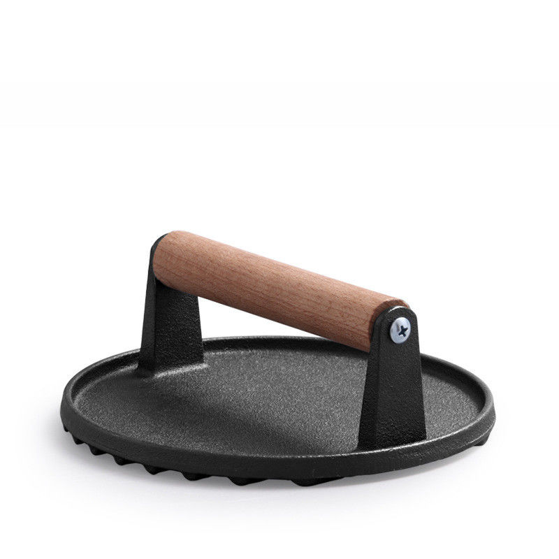 Meat Steak Burger Press Rectangle Heavy Duty Cast Iron Griddle Smash Bacon Press met houten handvat